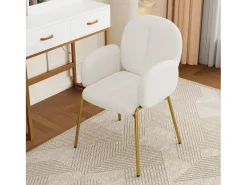 Cadeira de jantar - 55 x 64,5 x 88 cm - cadeira para penteadeira - pés dourados - veludo - bege