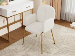Cadeira de jantar - 55 x 64,5 x 88 cm - cadeira para penteadeira - pés dourados - veludo - bege