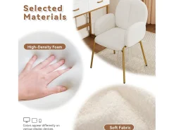 Cadeira de jantar - 55 x 64,5 x 88 cm - cadeira para penteadeira - pés dourados - veludo - bege