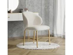 Cadeira de jantar - 47,5 x 56 x 74 cm - cadeira para penteadeira - pés dourados - chenille - bege