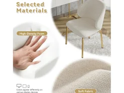 Cadeira de jantar - 47,5 x 56 x 74 cm - cadeira para penteadeira - pés dourados - chenille - bege