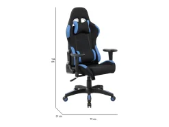 Cadeira de jogos Bundaberg, Poltrona de jogos para adultos, Cadeira de mesa, 57x72h124/134 cm, Preto e Azul