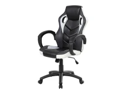 Cadeira de jogos Caloundra, Poltrona de jogos para adultos, Cadeira de mesa, 66x61h104/114 cm, Preto e Branco