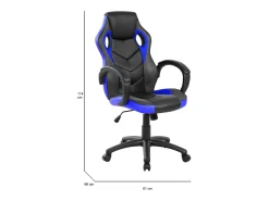 Cadeira de jogos Caloundra, Poltrona de jogos para adultos, Cadeira de mesa, 66x61h104/114 cm, Preto e Azul