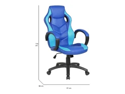 Cadeira de jogos Caloundra, Poltrona de jogos para adultos, Cadeira de mesa, 66x61h104/114 cm, Azul e Azul Claro