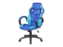 Cadeira de jogos Caloundra, Poltrona de jogos para adultos, Cadeira de mesa, 66x61h104/114 cm, Azul e Azul Claro