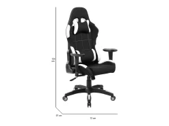 Cadeira de jogos Daren, Poltrona de jogos para adultos, Cadeira de mesa, 57x72h124/134 cm, Preto e Branco