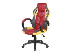 Cadeira de jogos Darlanc, Poltrona de jogos para adultos, Cadeira de mesa, 66x61h104/114 cm, Vermelho e Amarelo
