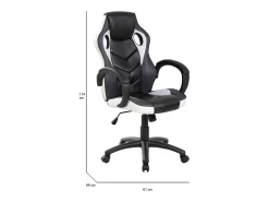 Cadeira de jogos Darlanc, Poltrona de jogos para adultos, Cadeira de mesa, 66x61h104/114 cm, Preto e Branco