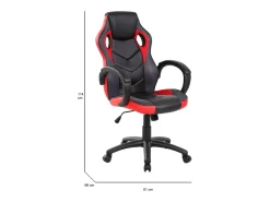 Cadeira de jogos Darlanc, Poltrona de jogos para adultos, Cadeira de mesa, 66x61h104/114 cm, Preto e Vermelho