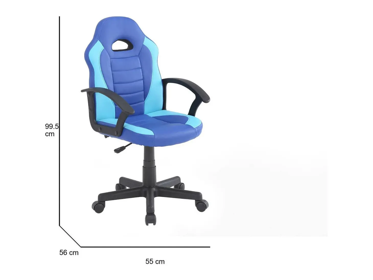 Cadeira de jogos Dfaraon, Poltrona de jogos para meninos, Cadeira de mesa, 56x55h89/100 cm, Azul e Azul Claro
