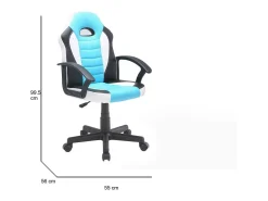 Cadeira de jogos Dfaraon, Poltrona de jogos para meninos, Cadeira de mesa, 56x55h89/100 cm, Azul claro e branco