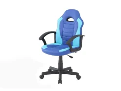 Cadeira de jogos Hervey, Poltrona de jogos para meninos, Cadeira de mesa, 56x55h89/100 cm, Azul e Azul Claro