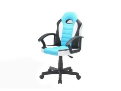 Cadeira de jogos Hervey, Poltrona de jogos para meninos, Cadeira de mesa, 56x55h89/100 cm, Azul claro e branco