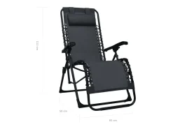 Cadeira de pátio dobrável textilene preto
