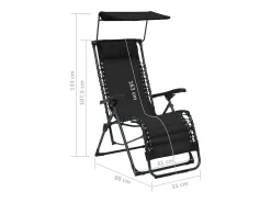 Cadeira de pátio dobrável textilene preto