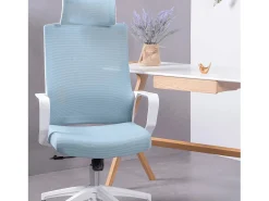 Cadeira de secretária ergonómica em mesh respirável e apoio de cabeça ajustável - Mesh - Azul