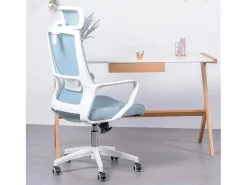 Cadeira de secretária ergonómica em mesh respirável e apoio de cabeça ajustável - Mesh - Azul