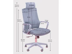 Cadeira de secretária ergonómica em mesh respirável e apoio de cabeça ajustável - Mesh - Azul