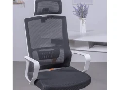 Cadeira de secretária ergonómica em mesh respirável e apoio de cabeça ajustável - Mesh - Preto