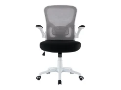 Cadeira de secretária giratória ergonómica com apoios para os braços, tecido ajustável, Branco - ZIK
