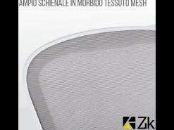 Cadeira de secretária giratória ergonómica com apoios para os braços, tecido ajustável, Branco - ZIK