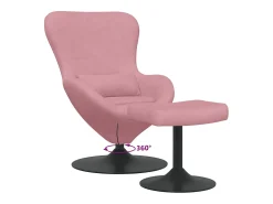 Cadeira Egg com Puff Rosa Veludo