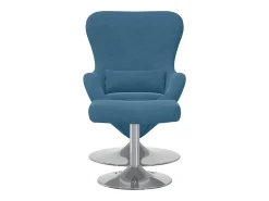 Cadeira Egg com Puff with Footstool Azul Veludo