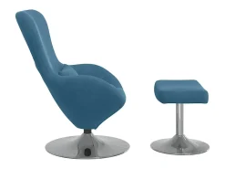 Cadeira Egg com Puff with Footstool Azul Veludo