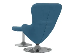 Cadeira Egg com Puff with Footstool Azul Veludo
