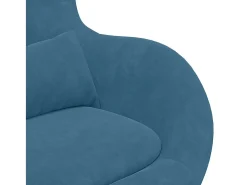 Cadeira Egg com Puff with Footstool Azul Veludo