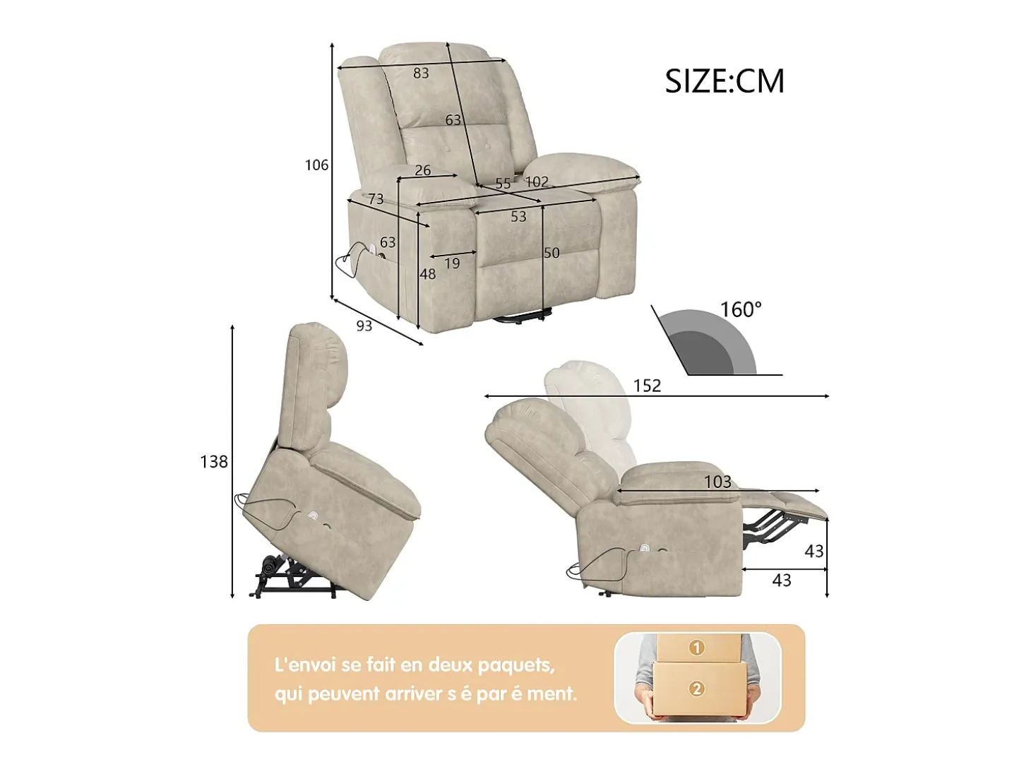 Cadeira elétrica de luxo para relaxamento e massagem