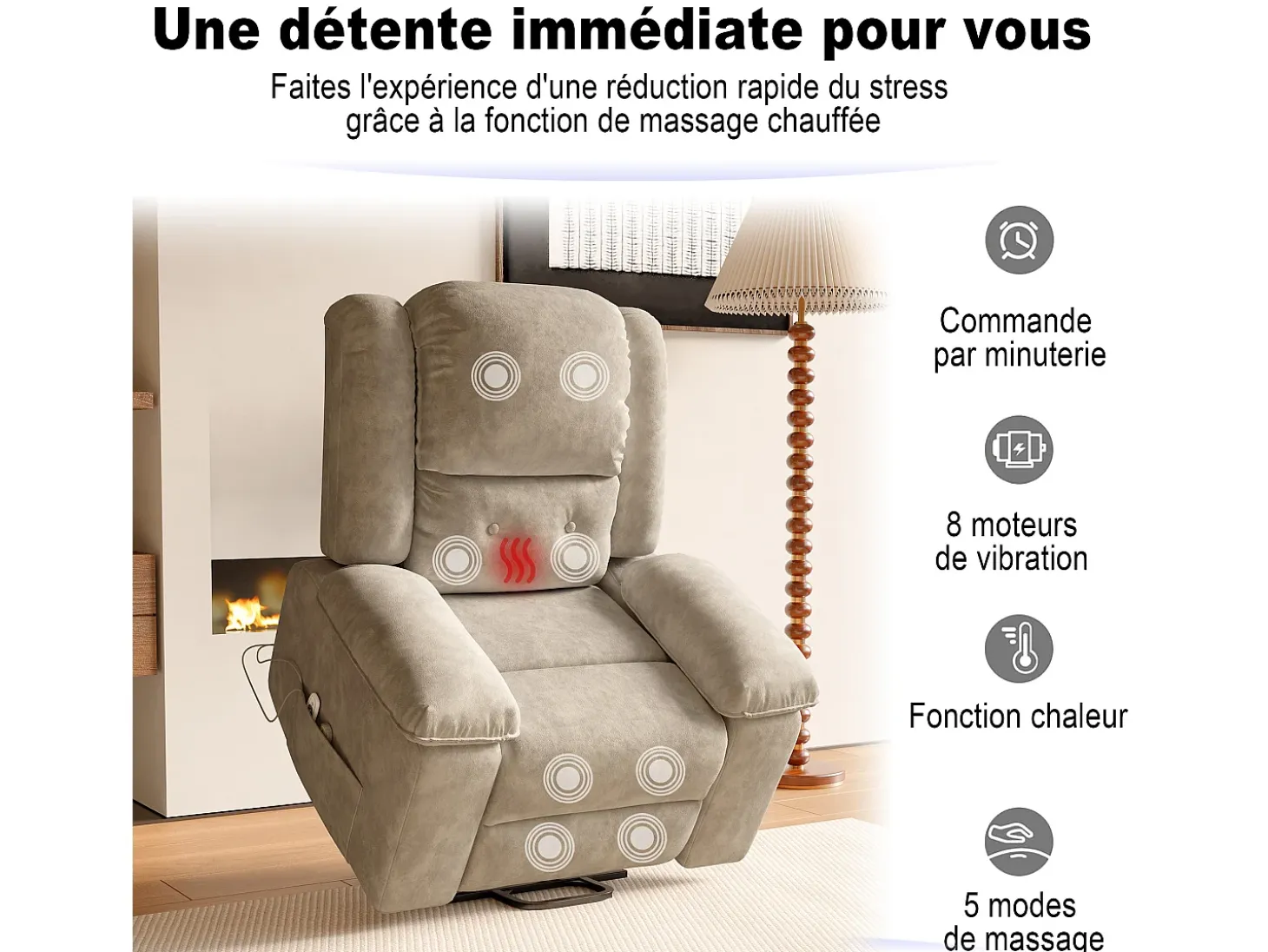 Cadeira elétrica de luxo para relaxamento e massagem