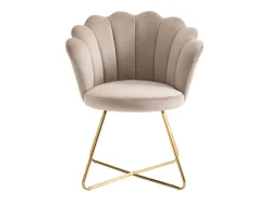 Cadeira em veludo e metal bege e dourado - FIORI II