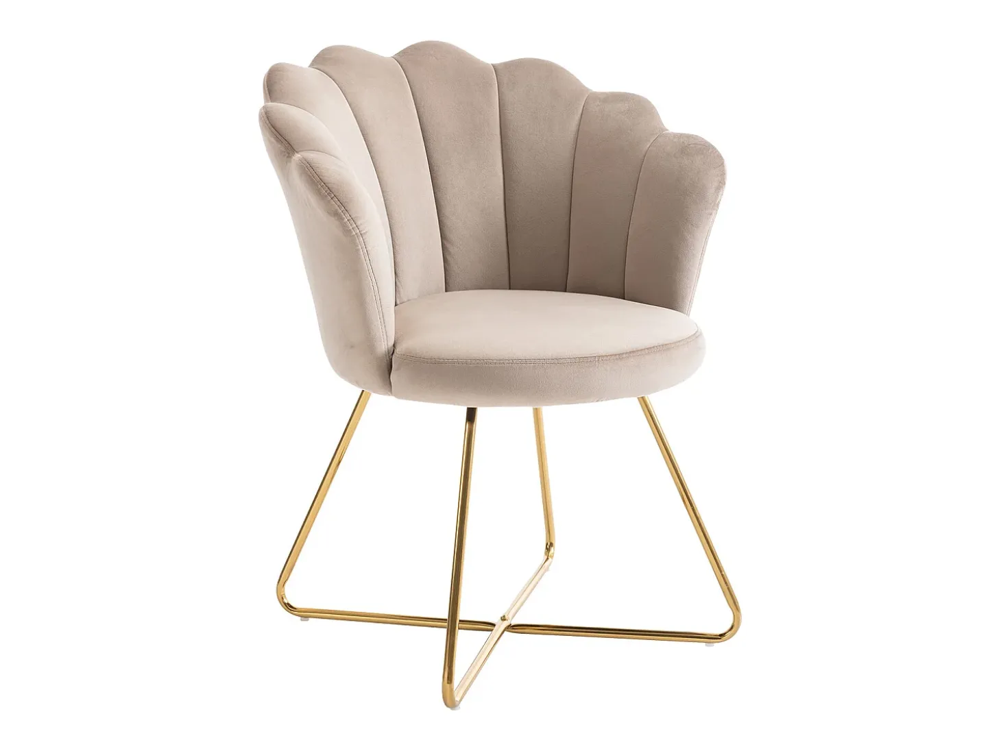 Cadeira em veludo e metal bege e dourado - FIORI II