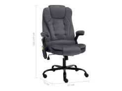Cadeira escritório c/ função de massagem veludo cinzento-escuro