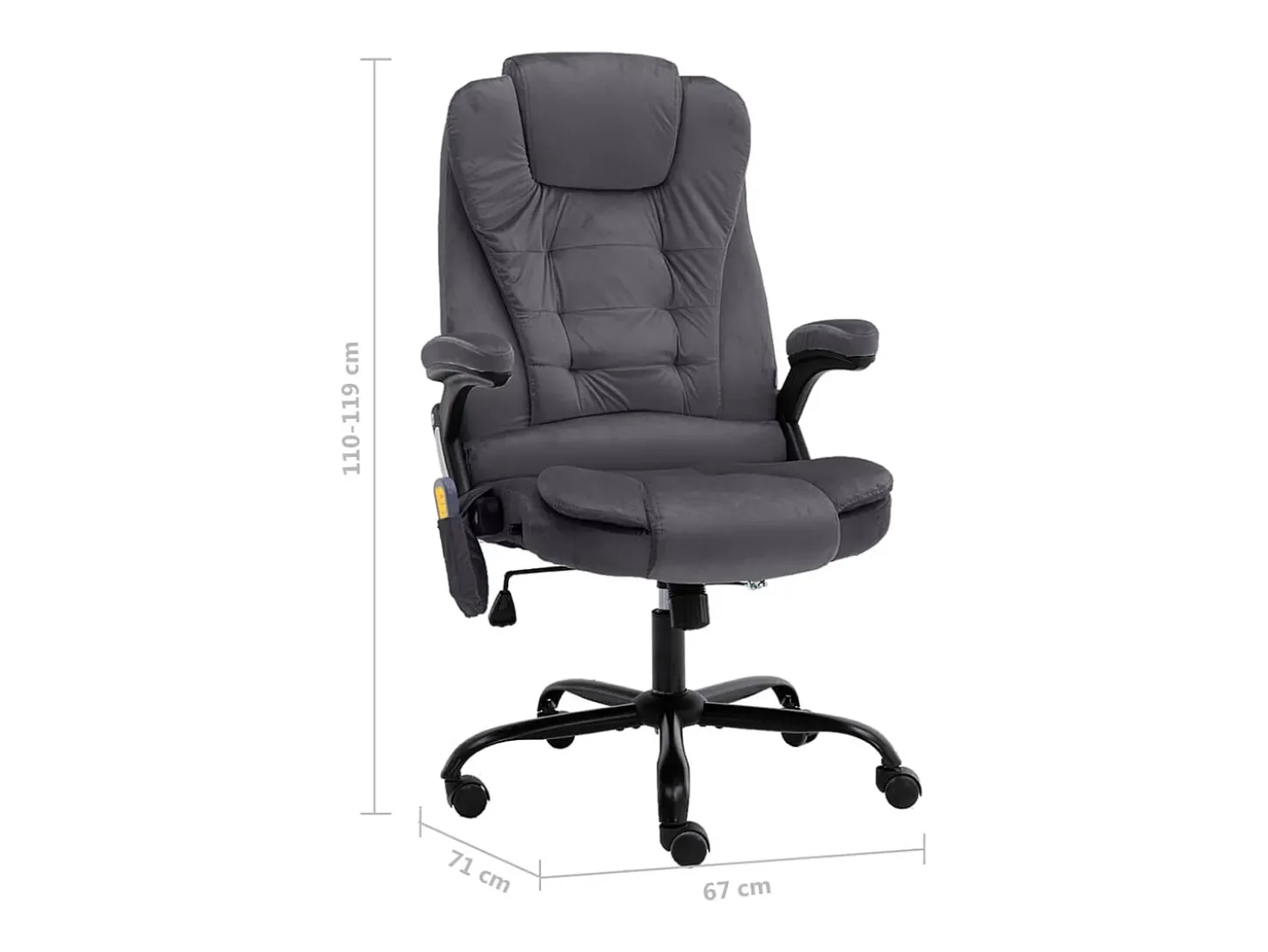 Cadeira escritório c/ função de massagem veludo cinzento-escuro