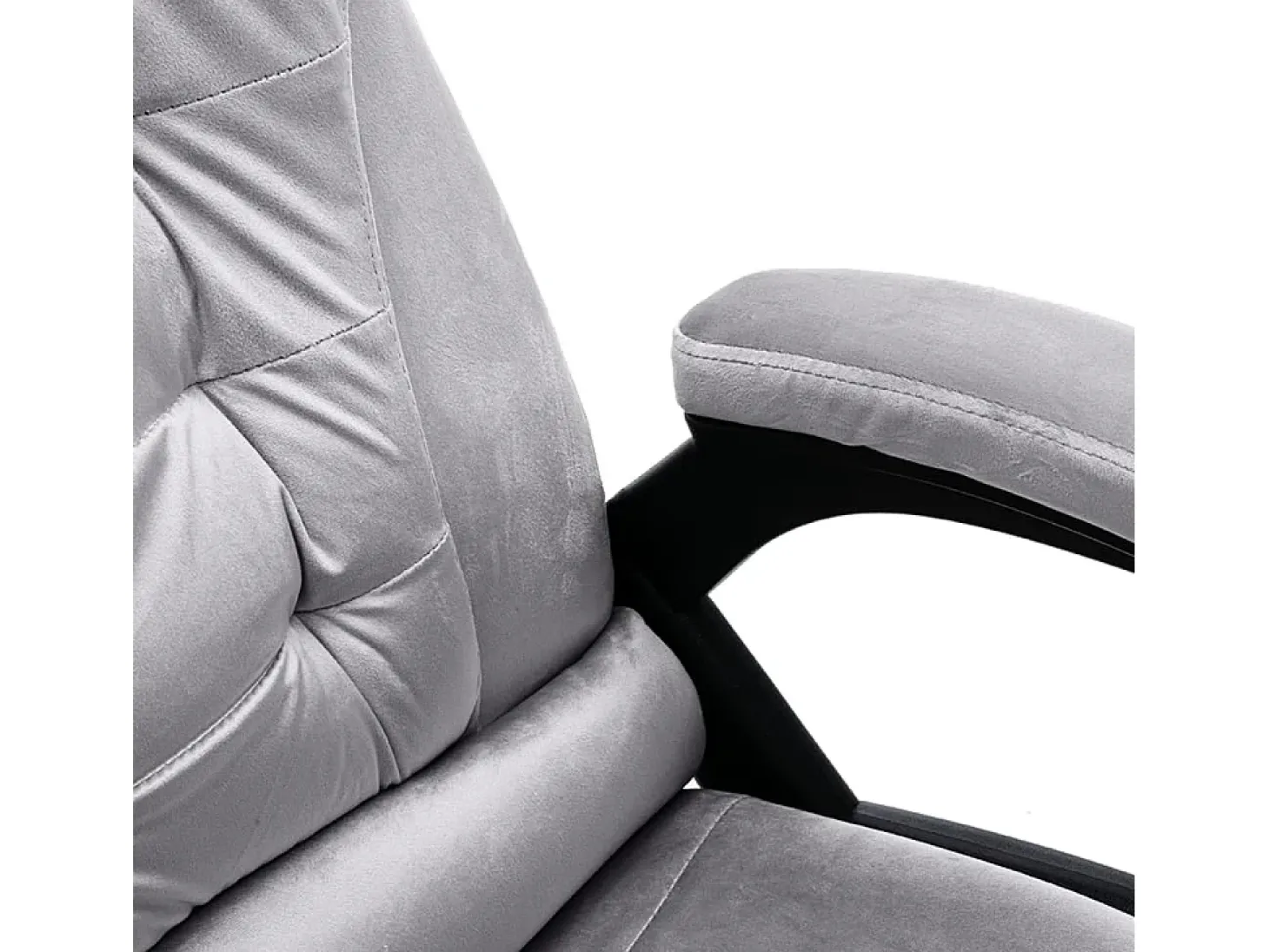 Cadeira escritório c/ função de massagem veludo cinzento-claro