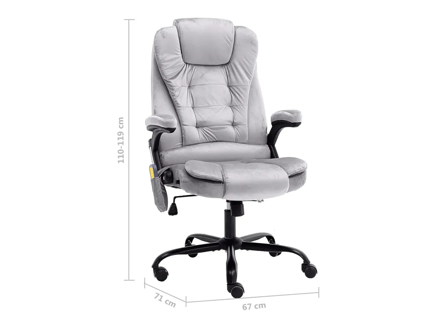 Cadeira escritório c/ função de massagem veludo cinzento-claro