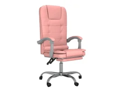Cadeira escritório massagens reclinável couro artificial rosa