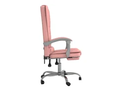 Cadeira escritório massagens reclinável couro artificial rosa