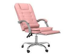 Cadeira escritório massagens reclinável couro artificial rosa