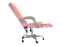 Cadeira escritório massagens reclinável couro artificial rosa