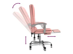 Cadeira escritório massagens reclinável couro artificial rosa
