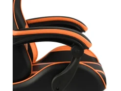 Cadeira estilo corrida c/ apoio pés couro artif. preto/laranja