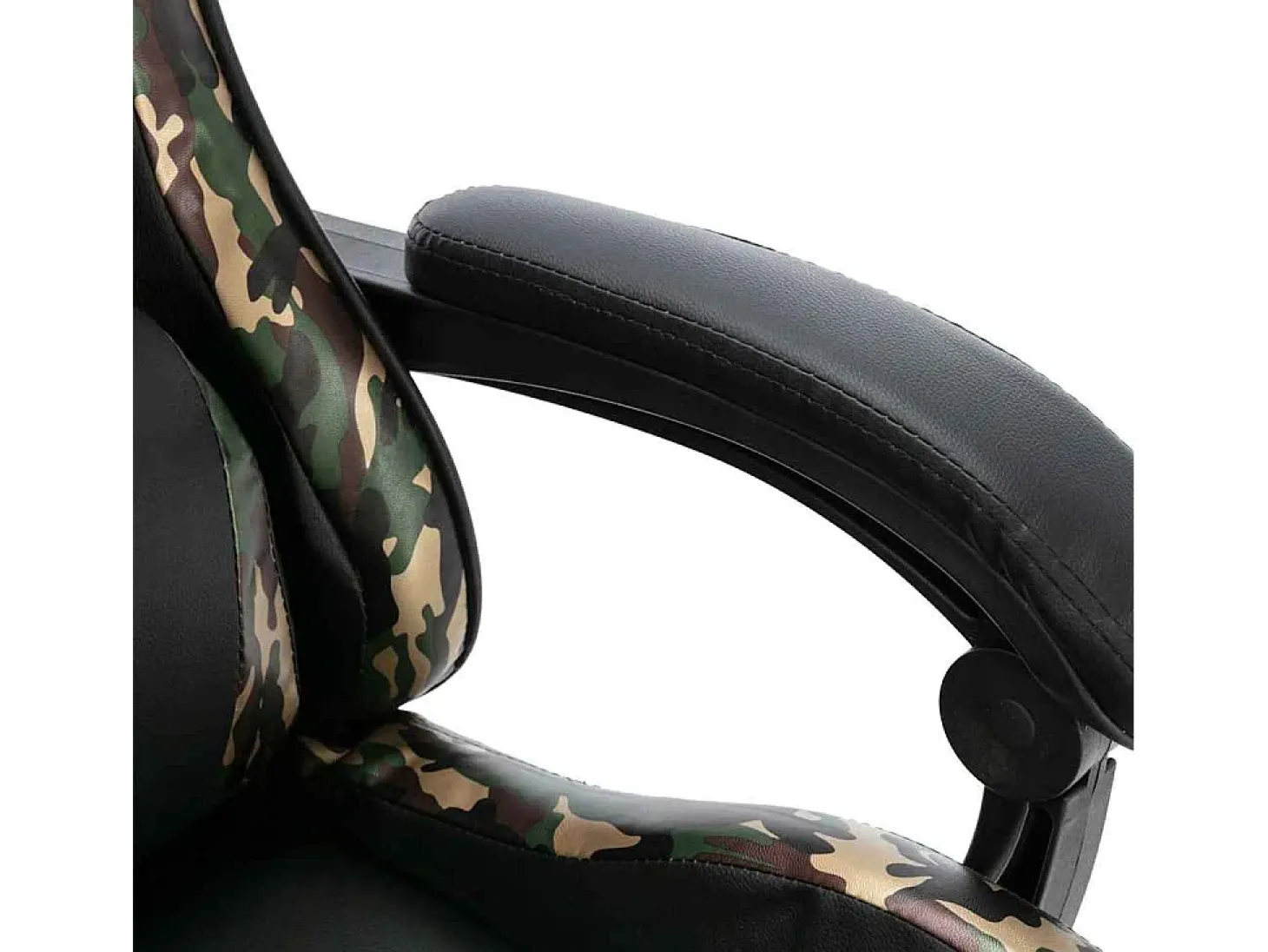 Cadeira estilo corrida c/ apoio pés couro art. preto/camuflado
