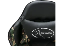 Cadeira estilo corrida c/ apoio pés couro art. preto/camuflado