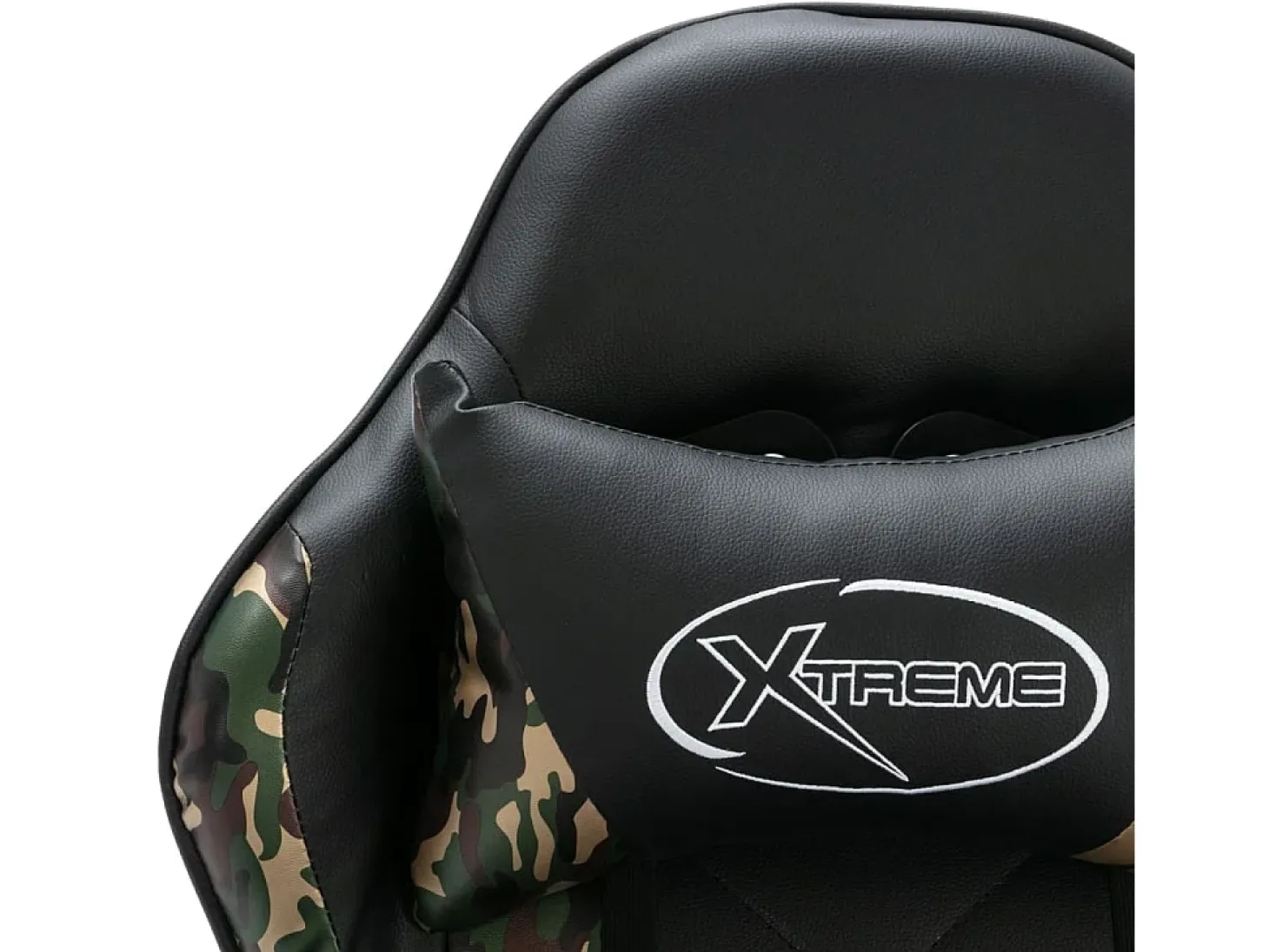 Cadeira estilo corrida c/ apoio pés couro art. preto/camuflado
