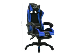 Cadeira estilo corrida c/ luzes LED RGB couro artif. azul/preto