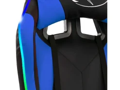 Cadeira estilo corrida c/ luzes LED RGB couro artif. azul/preto